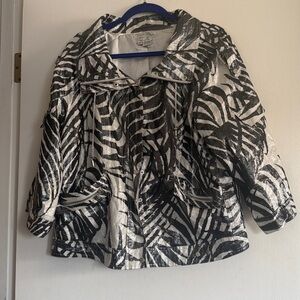 Just B 100% Linen Zebra Print Metallic Jacket - XL
